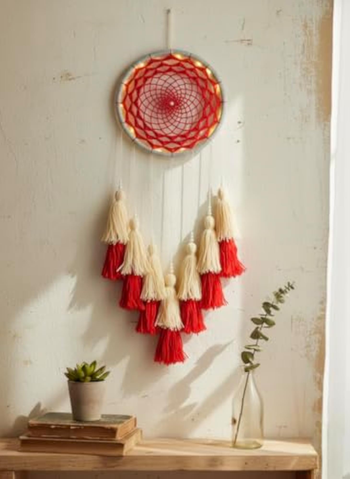 Red & Beige Dream Catcher for Valentine's Day Gift